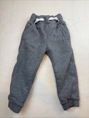 GAP Kids Heather Gray Elastic Waist Drawstring Jogger Pants Fleece Lined Size 3T